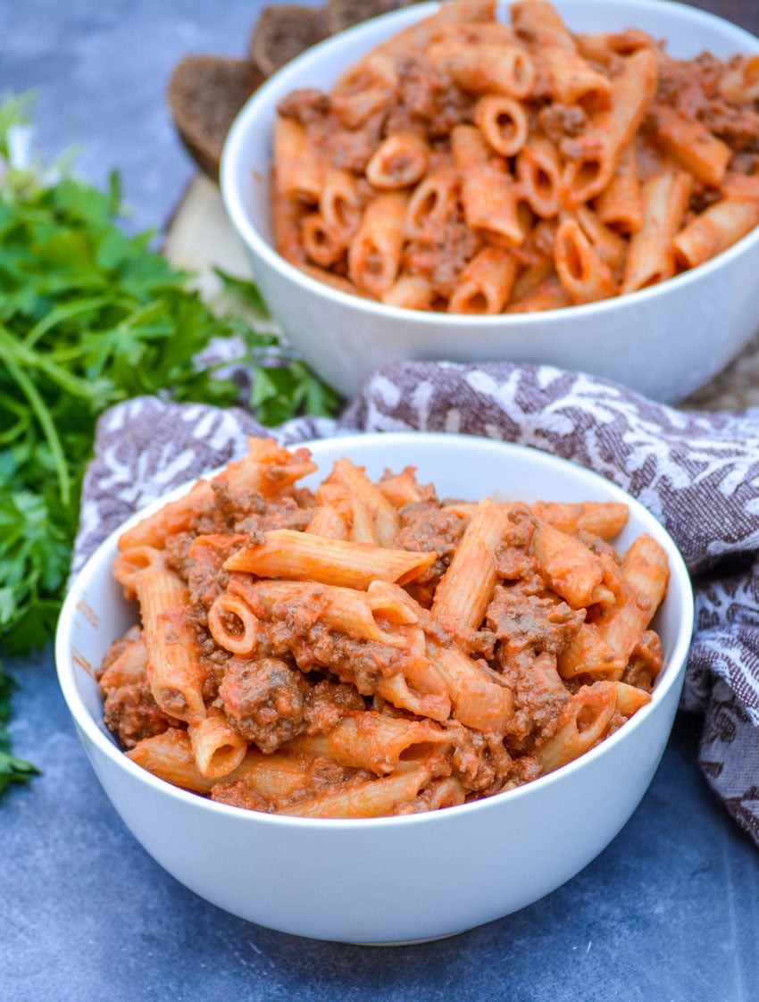 Penne Alla Vodka With Ground Beef - 4 Sons &amp;#39;R&amp;#39; Us