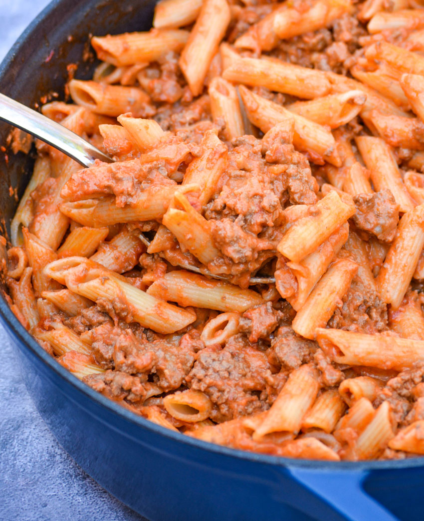 Penne Alla Vodka With Ground Beef