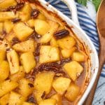 brown sugar roasted pineapples in a white casserole dish