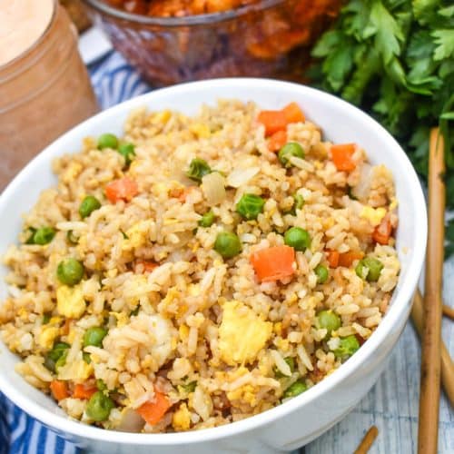 panda express fried rice recipe in two small white bowls