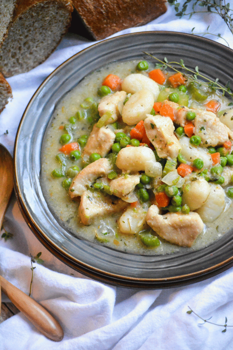 Chicken & Dumpling Skillet with Gnocchi 4 Sons 'R' Us