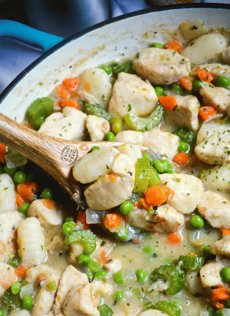 Chicken & Dumpling Skillet with Gnocchi - 4 Sons 'R' Us