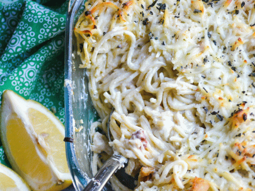 Lemon Chicken Spaghetti Bake - 4 Sons 'R' Us