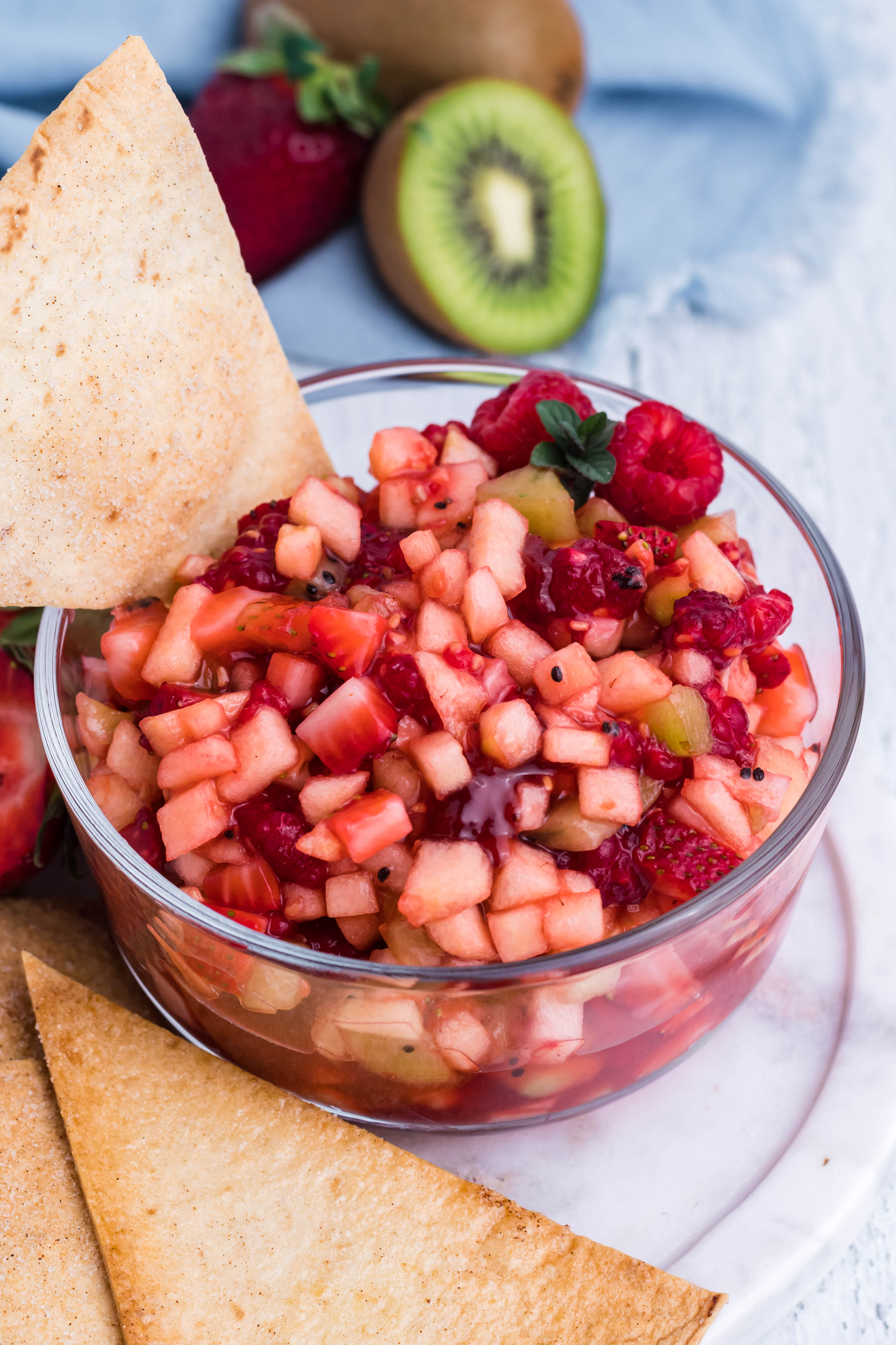 Fruit Salsa with Cinnamon Sugar Tortilla Chips 4 Sons 'R' Us