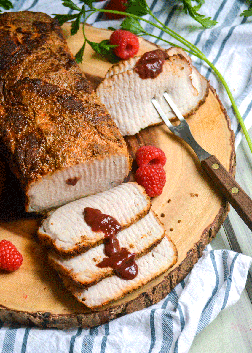 Baked Pork Loin With Raspberry Dijon Barbecue Sauce 4 Sons 'R' Us