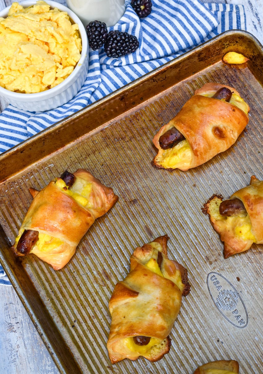 BREAKFAST CRESCENT ROLLS ON A METAL SHEET PAN