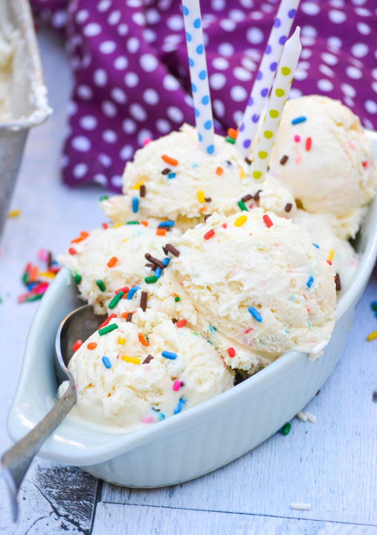 No Churn Cake Batter Ice Cream SummerDessertWeek 4 Sons 'R' Us