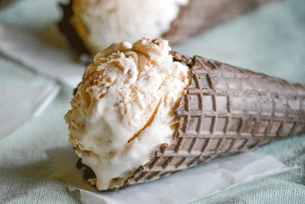 no churn tim tam slam ice cream in chocolate waffle cones