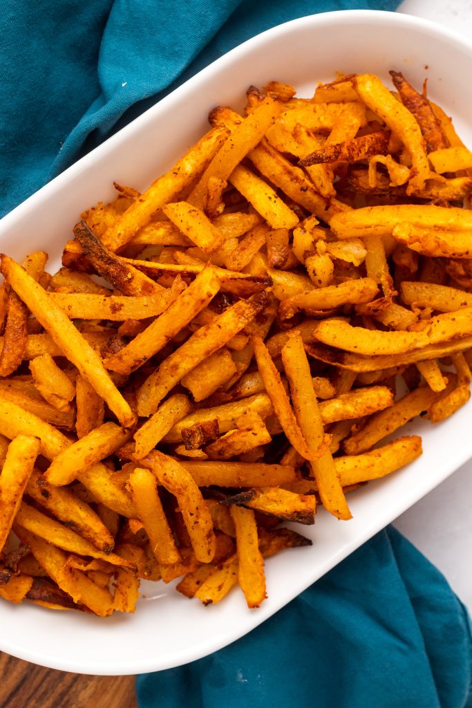 copycat Taco Bell nacho fries on a white platter