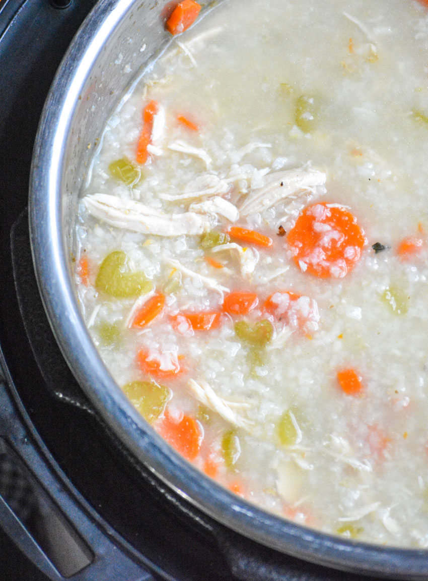 instant pot chicken and rice soup in an instant pot