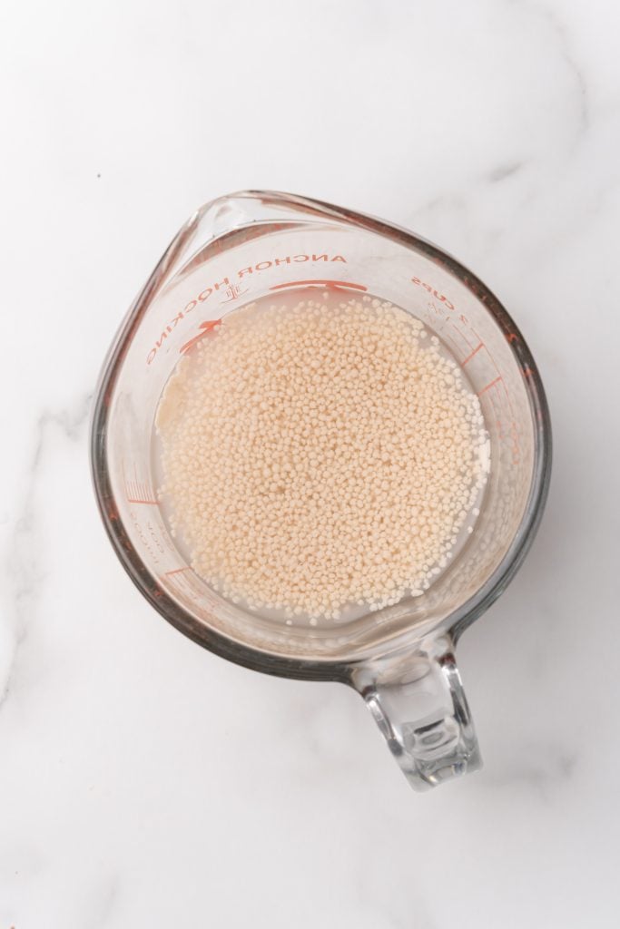 bloomed yeast in a small glass mixing jar