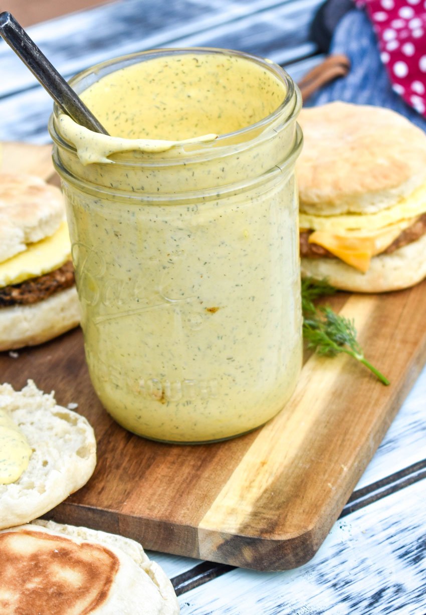 creamy mcdonalds breakfast sauce in a large glass jar