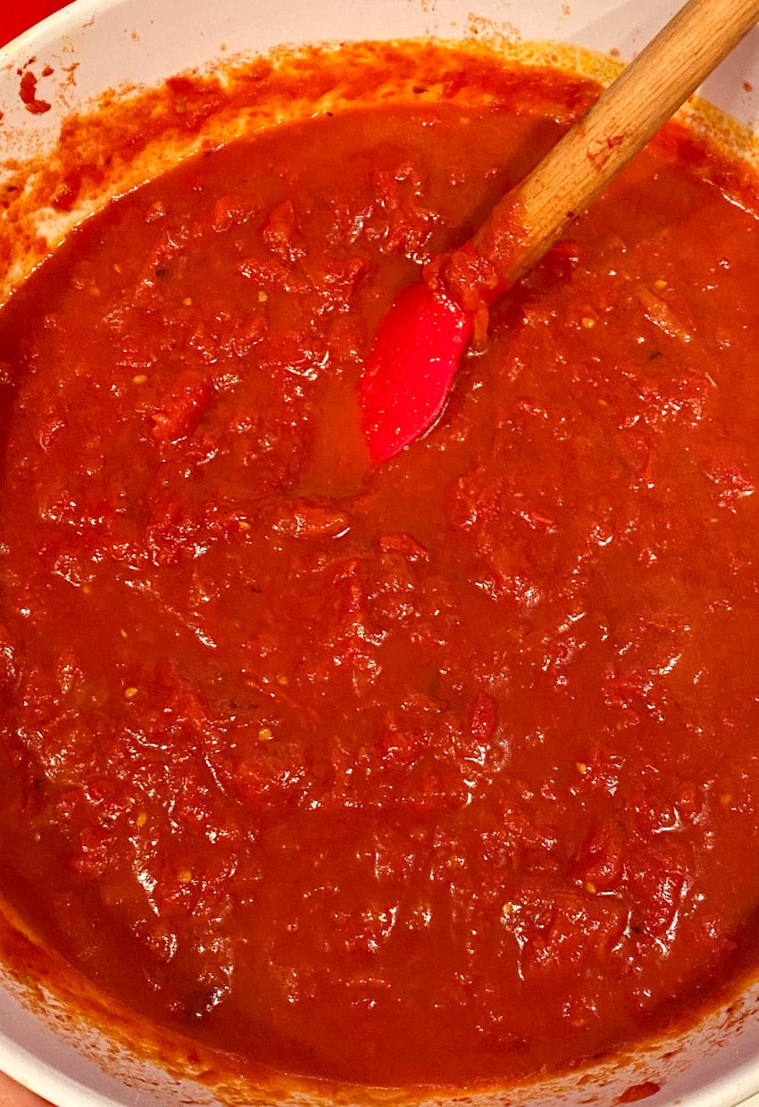 tomato puree in a mixing bowl