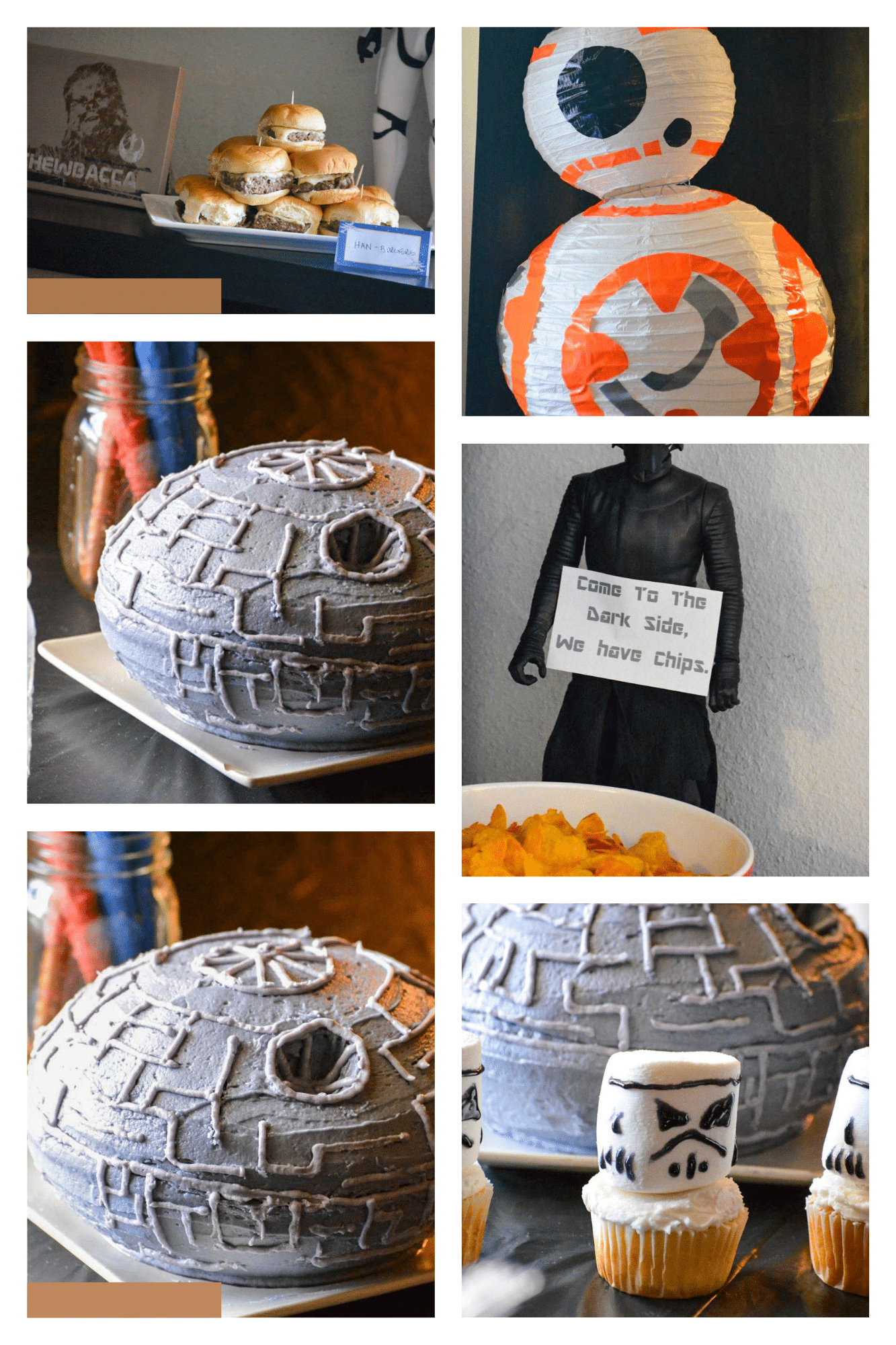 a collage with photos from a star wars party