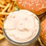 homemade big mac sauce recipe in a glass mason jar