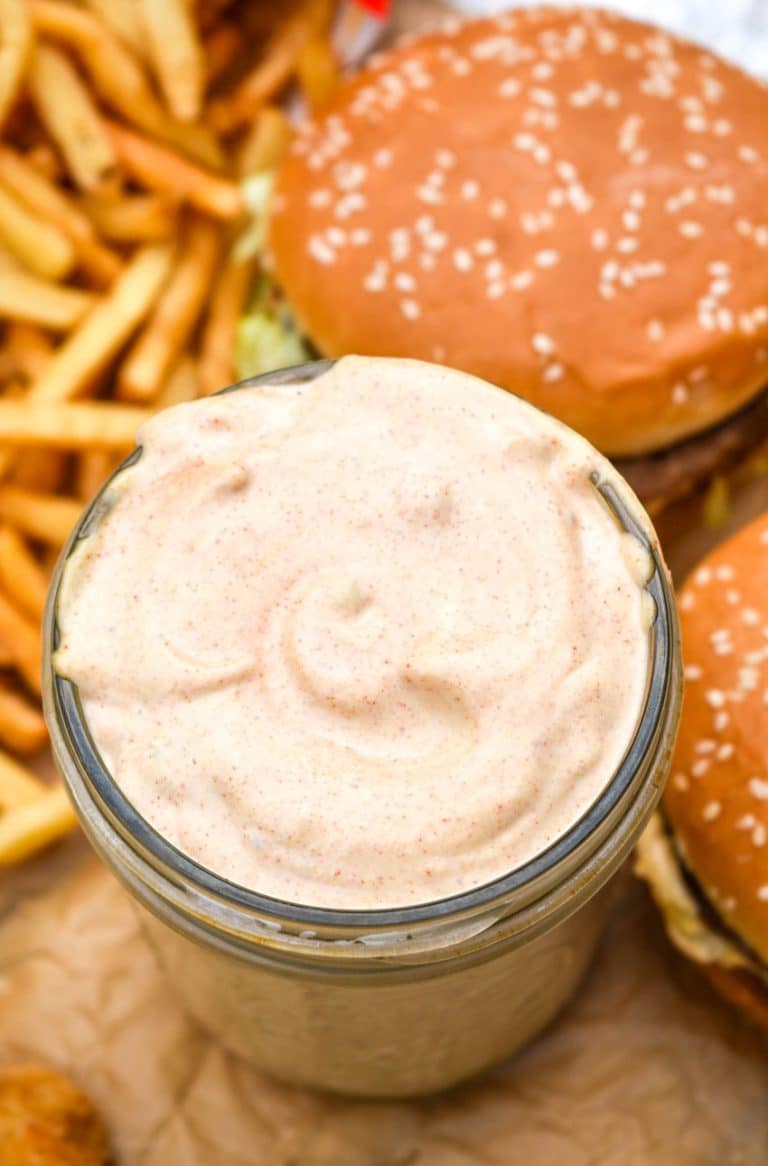 homemade big mac sauce recipe in a glass mason jar