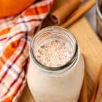 pumpkin spice coffee creamer in a glass jar