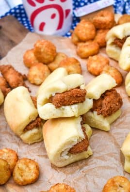 copycat chicken minis on crinkled brown parchment paper
