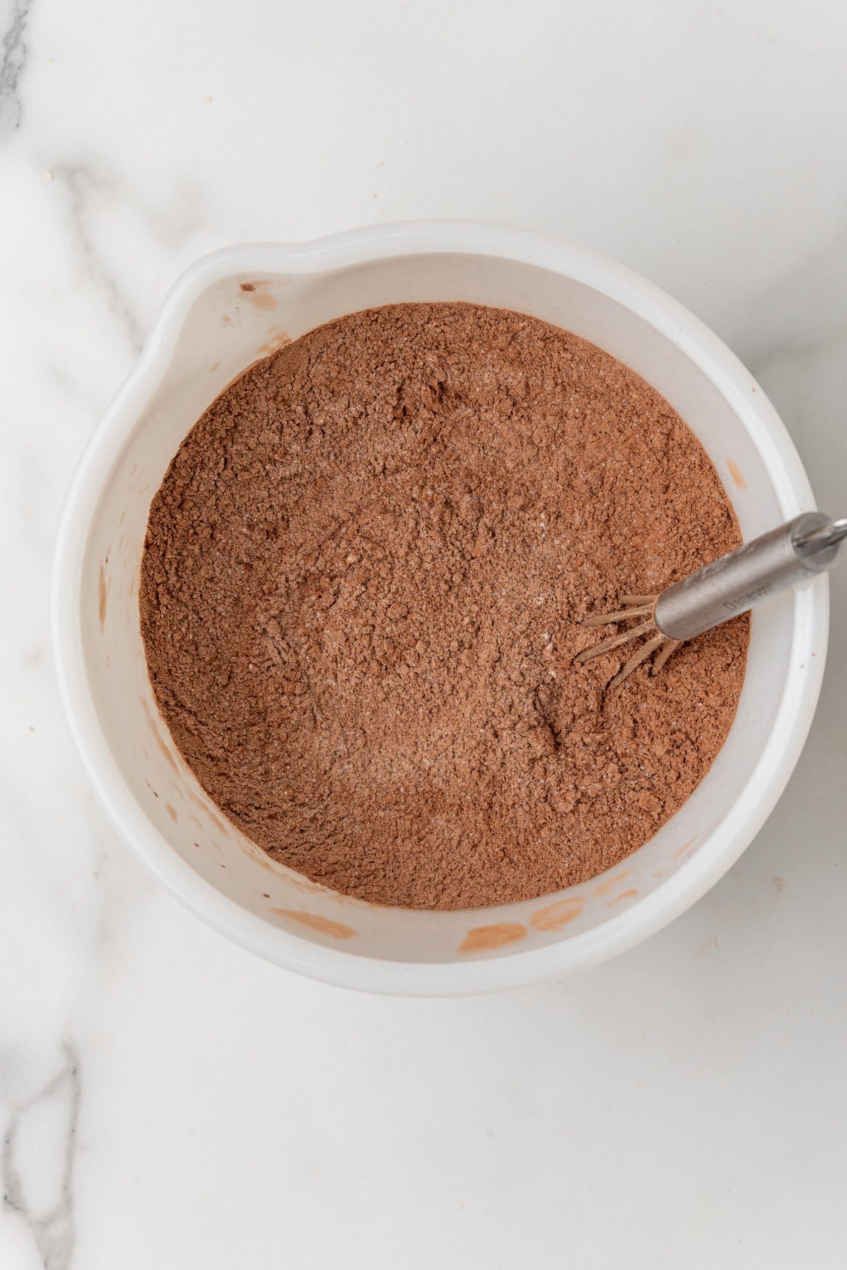 chocolate cupcake mix in a large mixing bowl