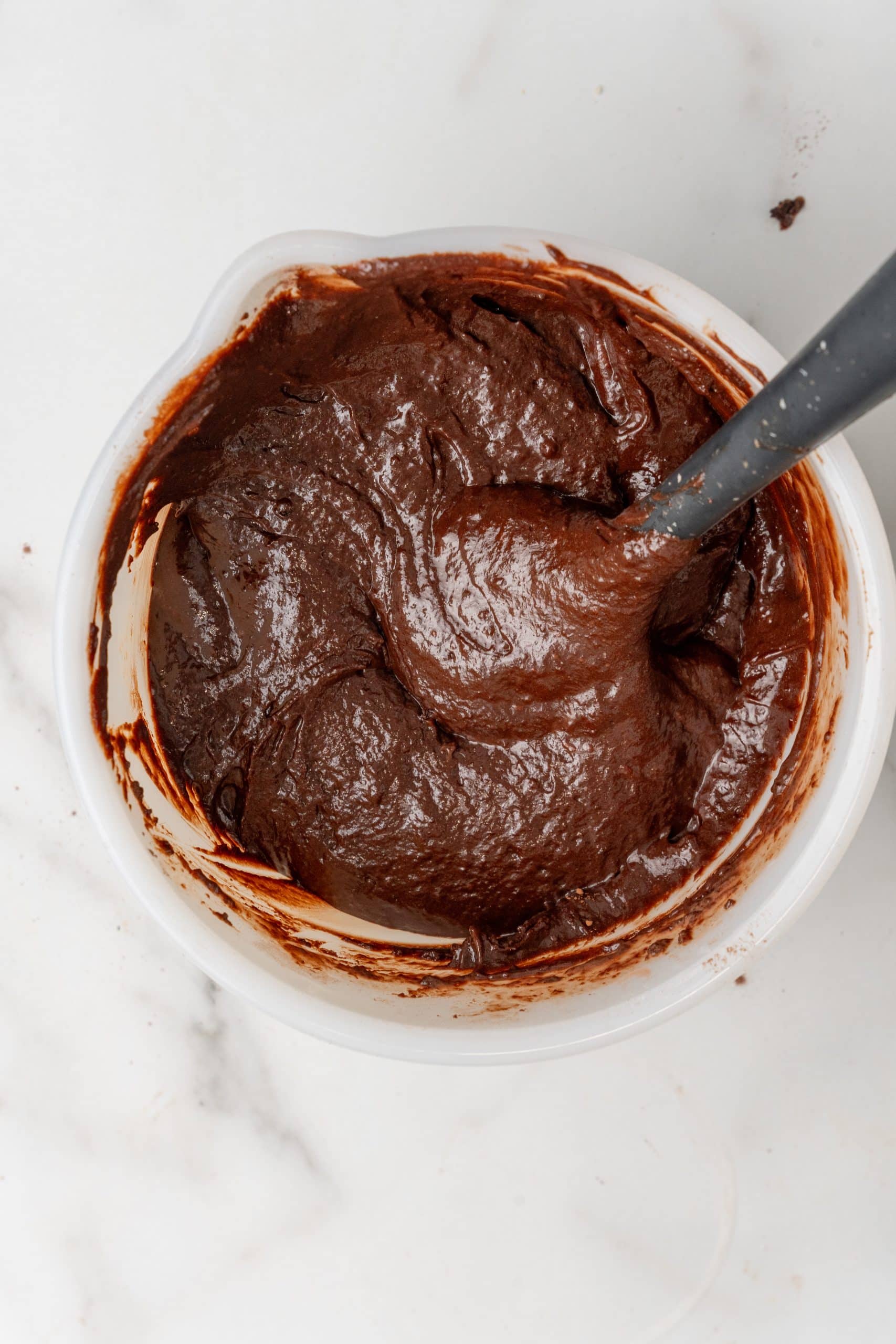 chocolate cupcake mix in a large mixing bowl