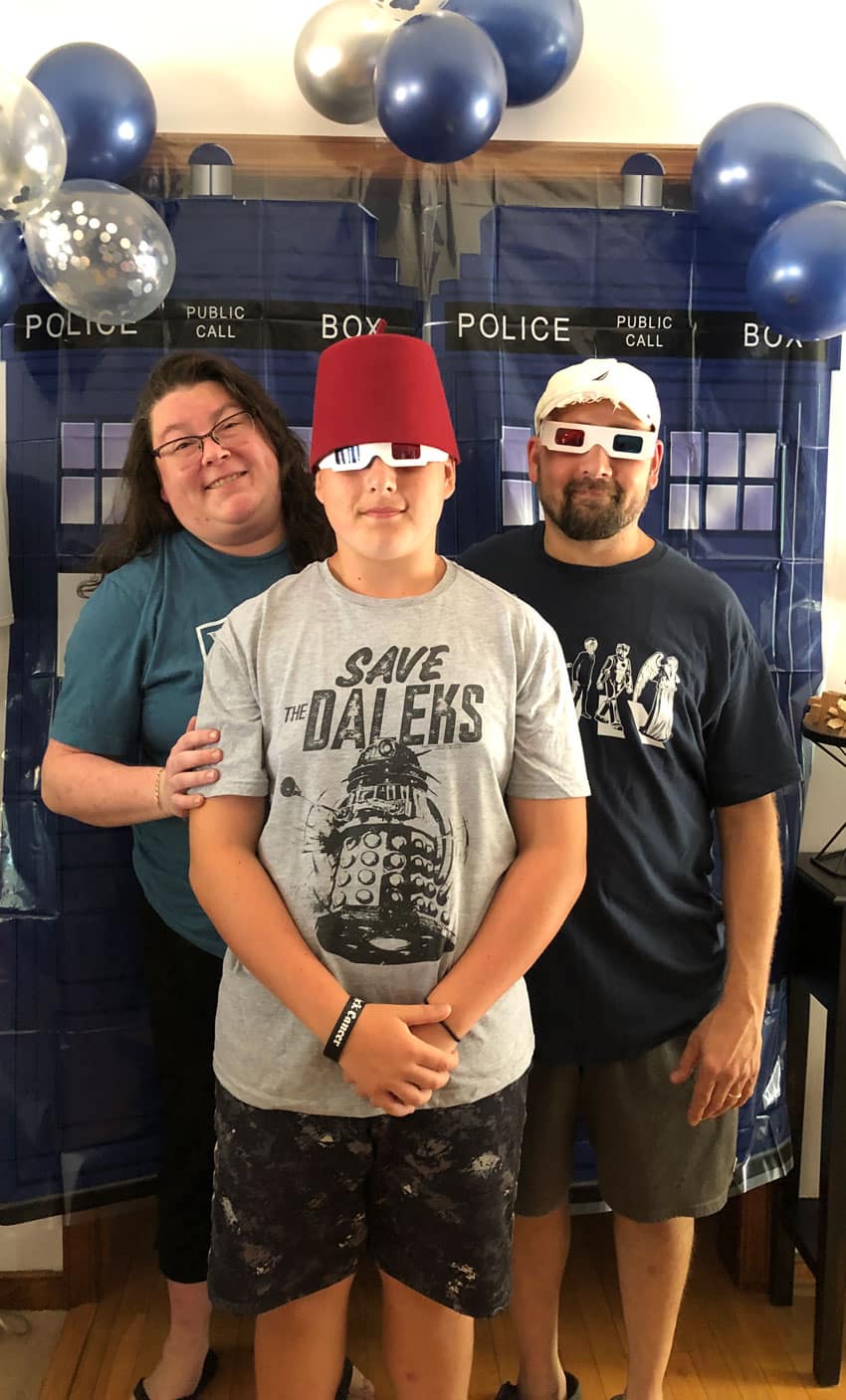 three people in doctor who themed tshirts
