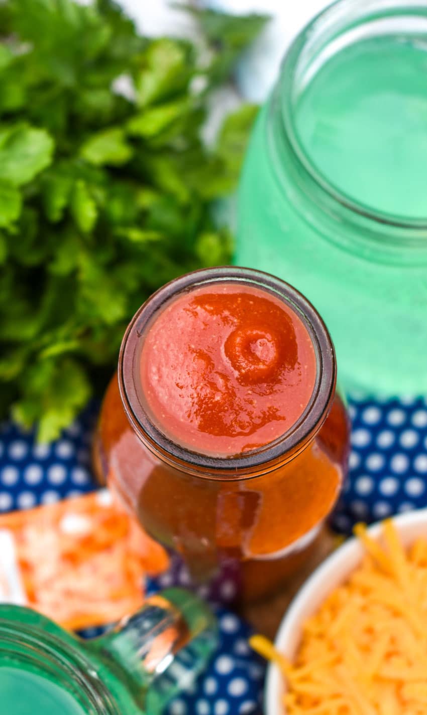 copycat taco bell mild sauce in a glass jar