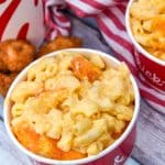 chick fil a mac and cheese copycat recipe in small red paper bowls