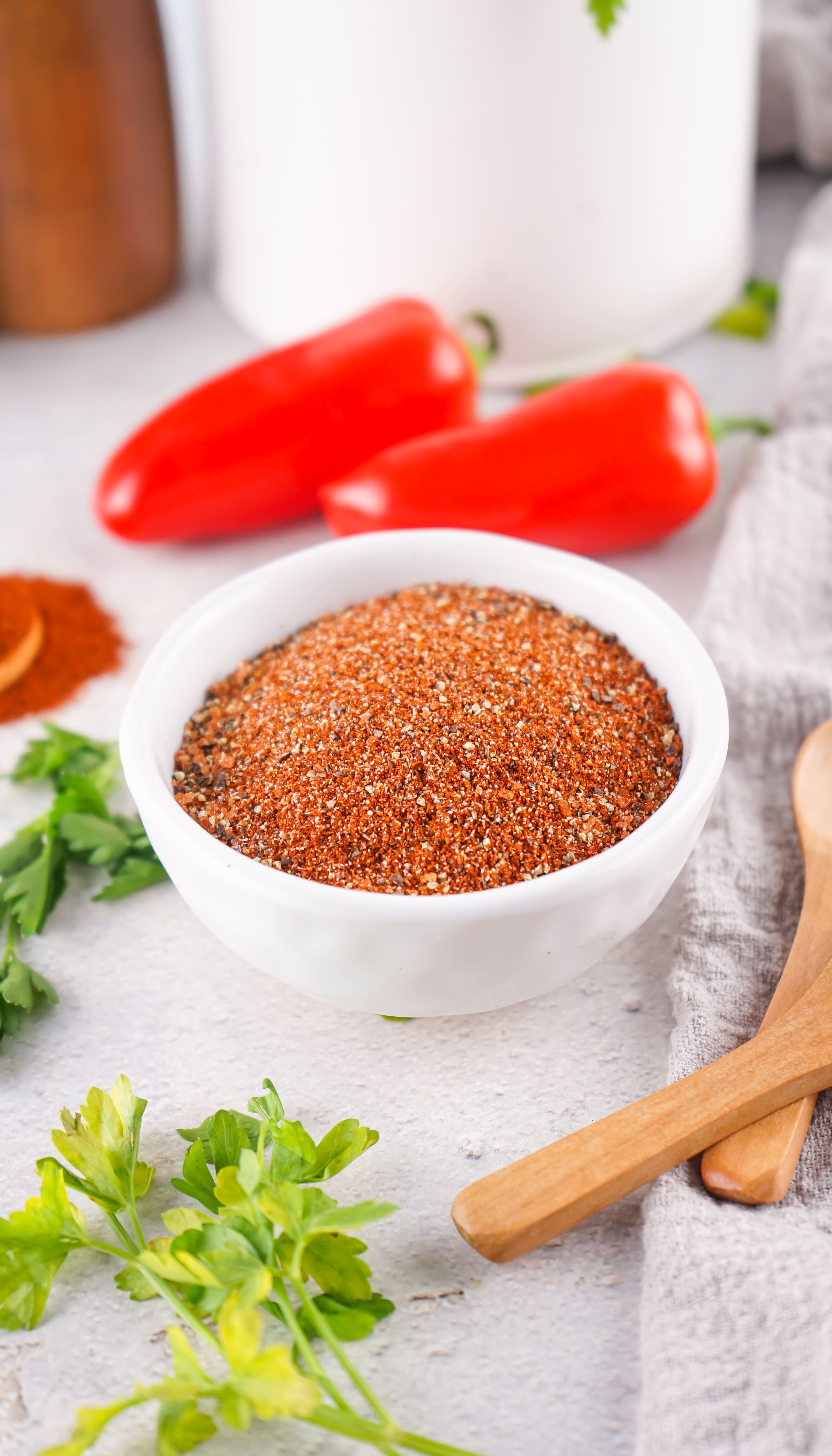 homemade barbecue rub in a small white bowl