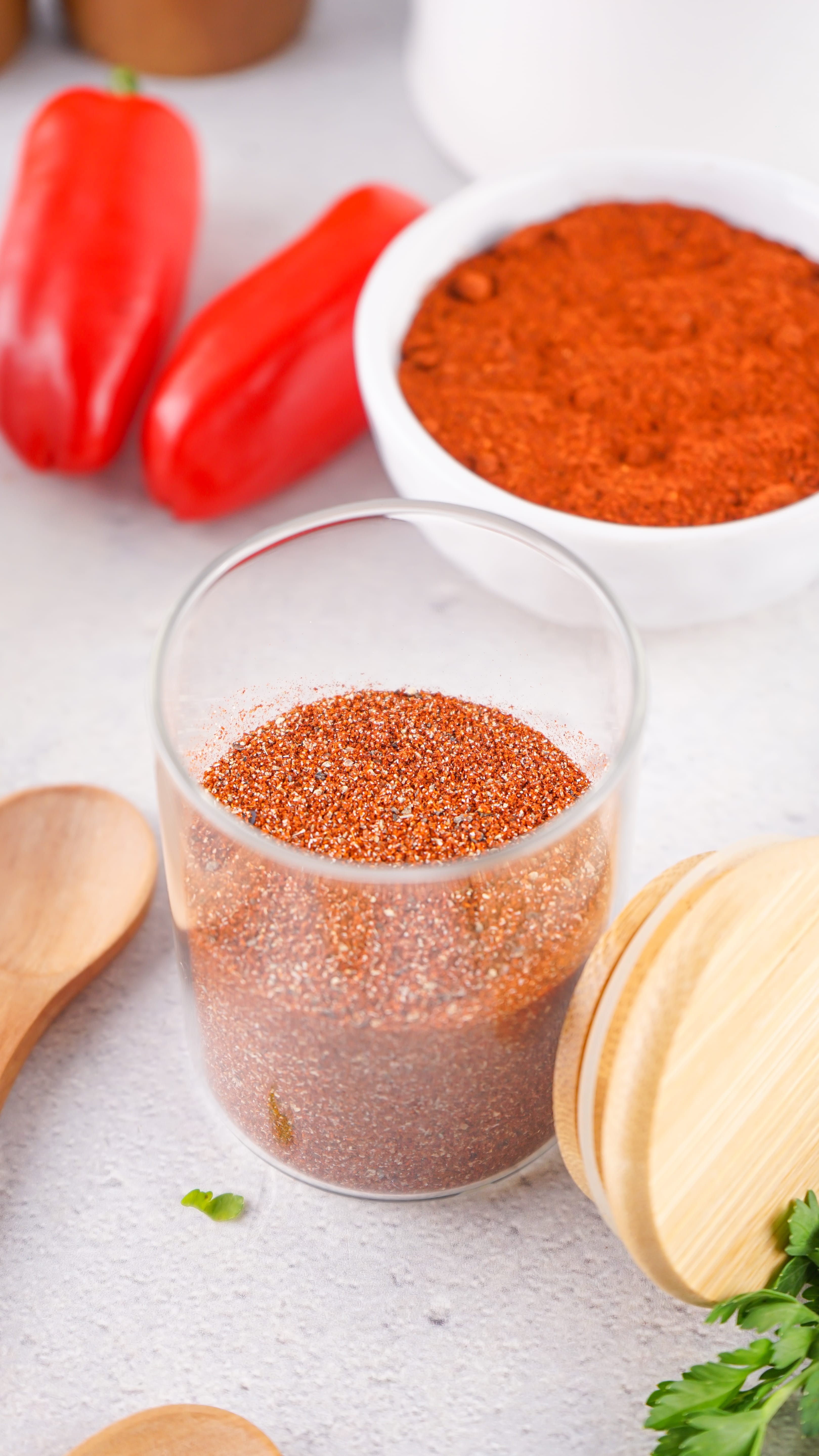 homemade barbecue spice rub in a small glass jar