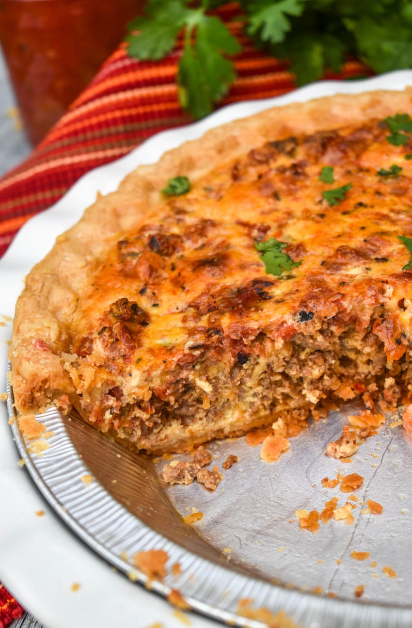 A SOUTHWESTERN QUICHE IN A WHITE PIE PLATE