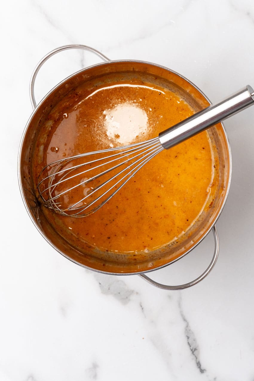 salmon drippings in juices in a large skillet