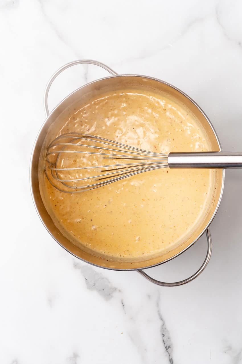 homemade salmon cream sauce in a large skillet