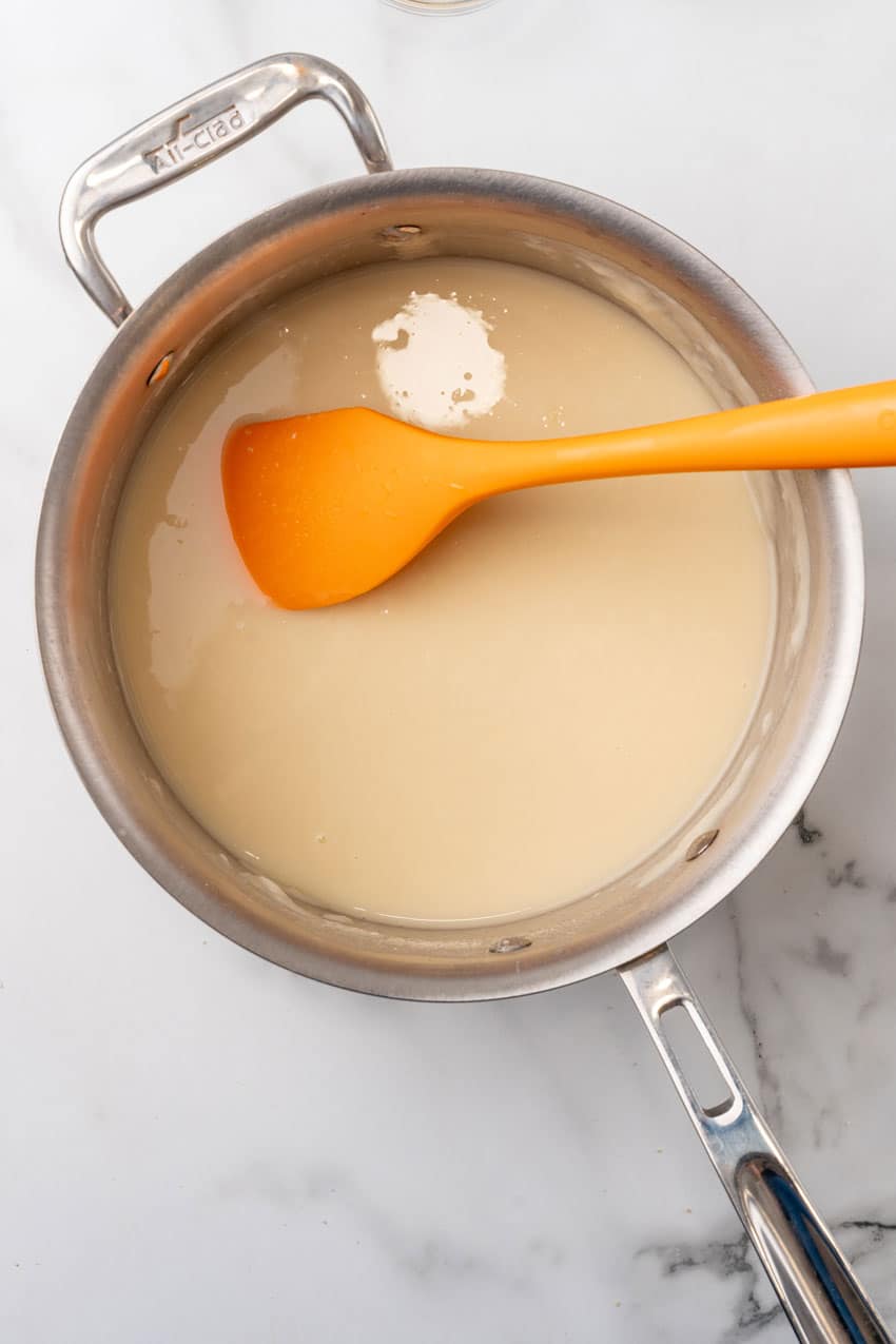 roux coming together in a metal skillet