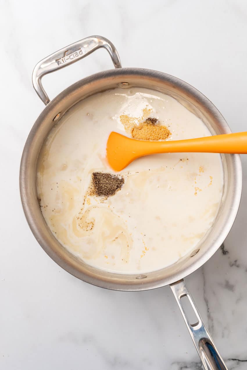 roux coming together in a metal skillet