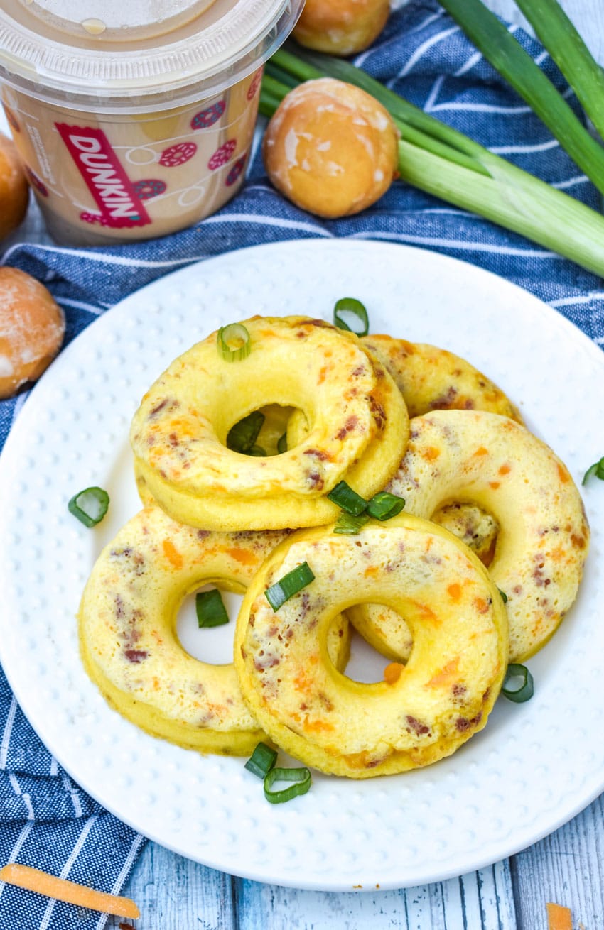 copycat dunkin donuts omelet bites piled on a white plate