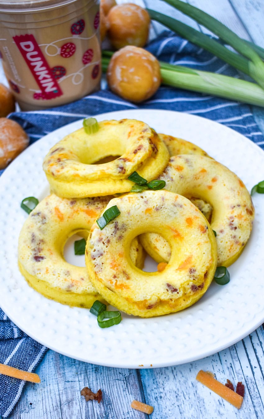 copycat dunkin donuts omelet bites piled on a white plate