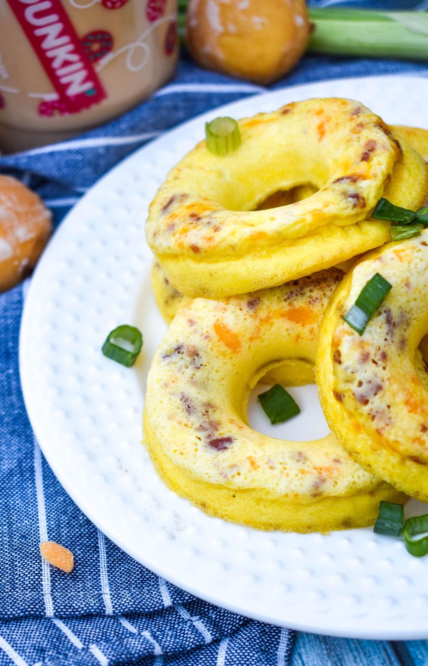 copycat dunkin donuts omelet bites piled on a white plate