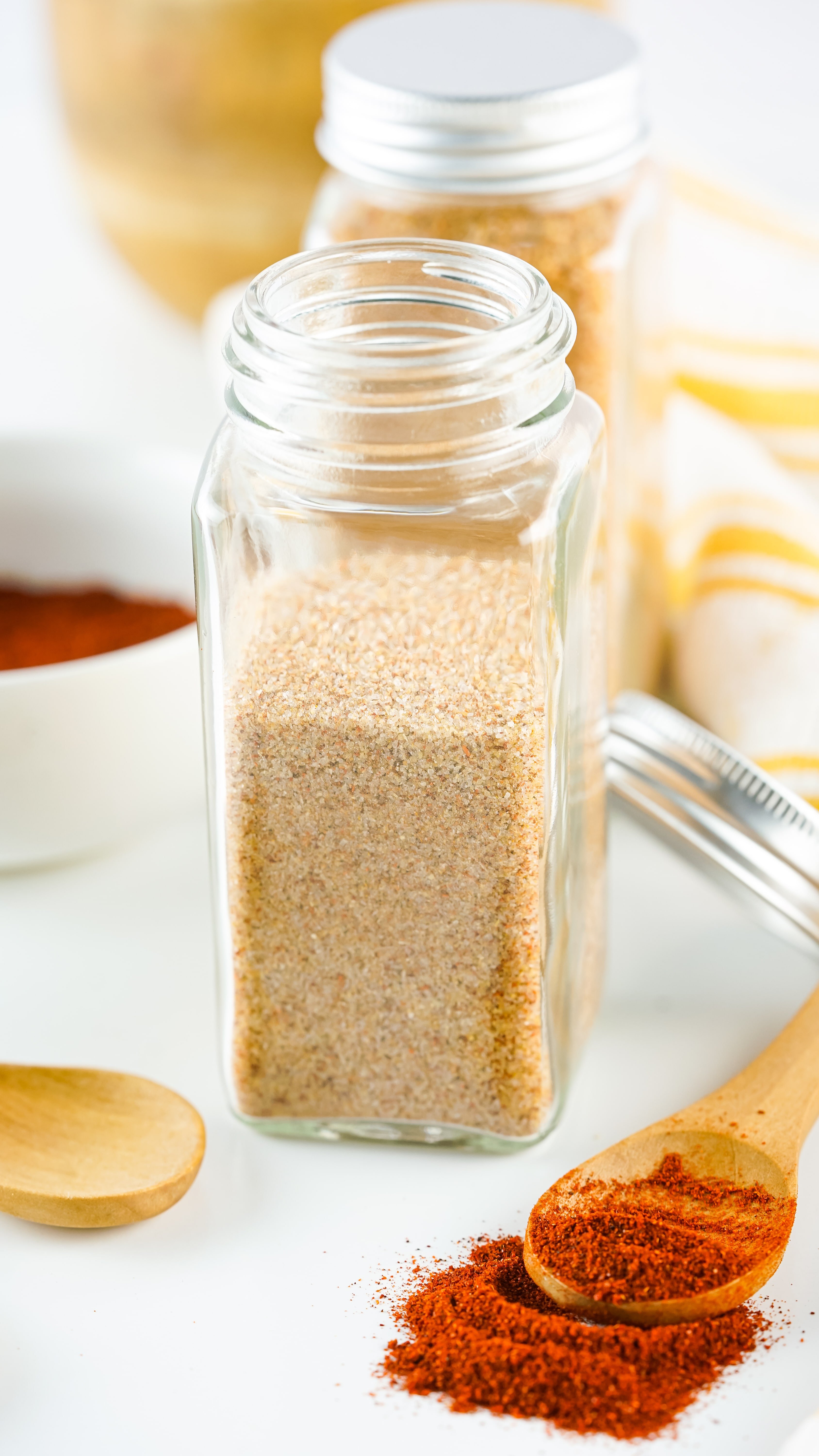 homemade lawry's seasoned salt in two small glass jars