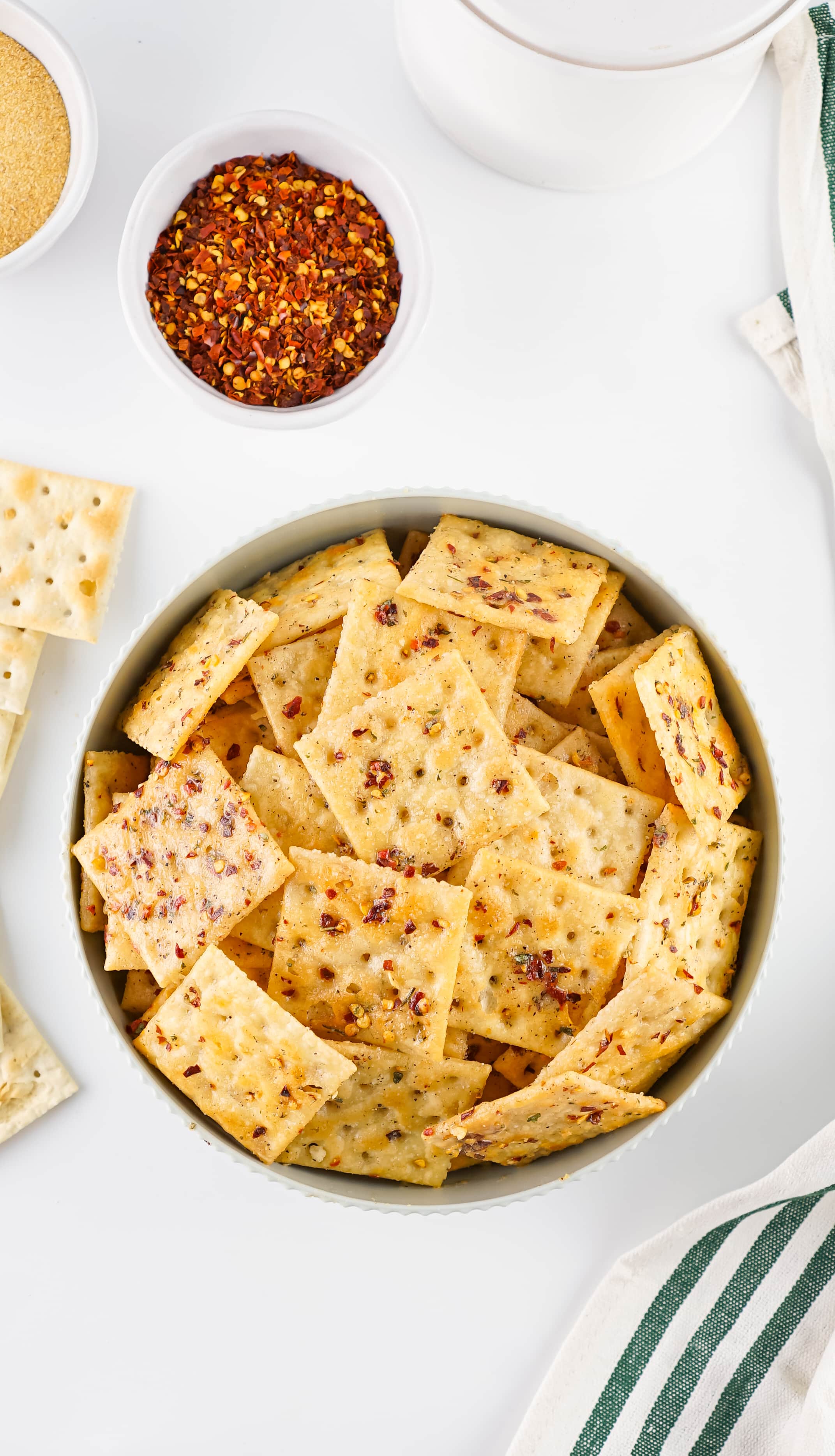 alabama fire crackers piled in a white serving bowl