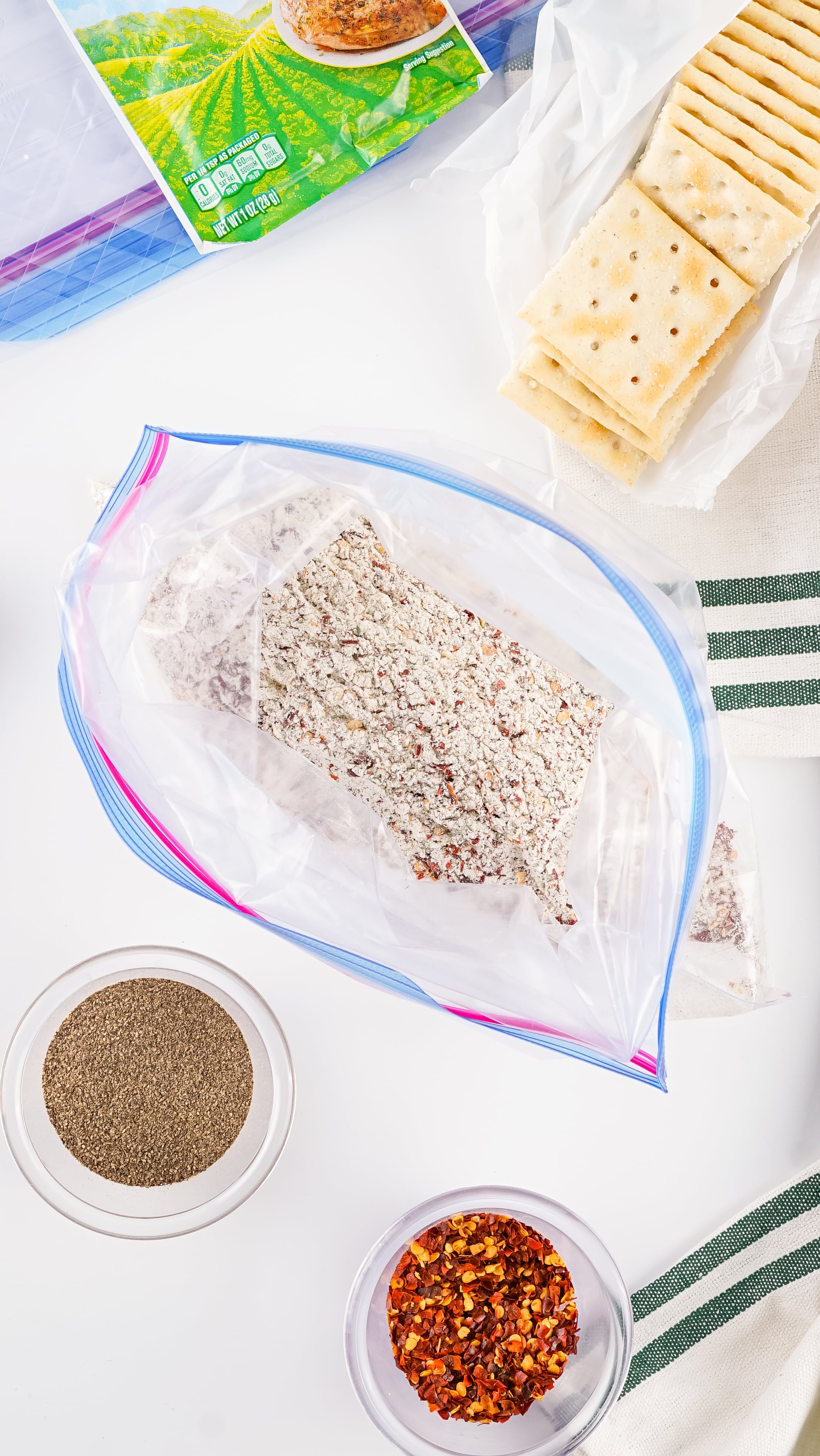 mixed seasonings in a large ziplocking bag