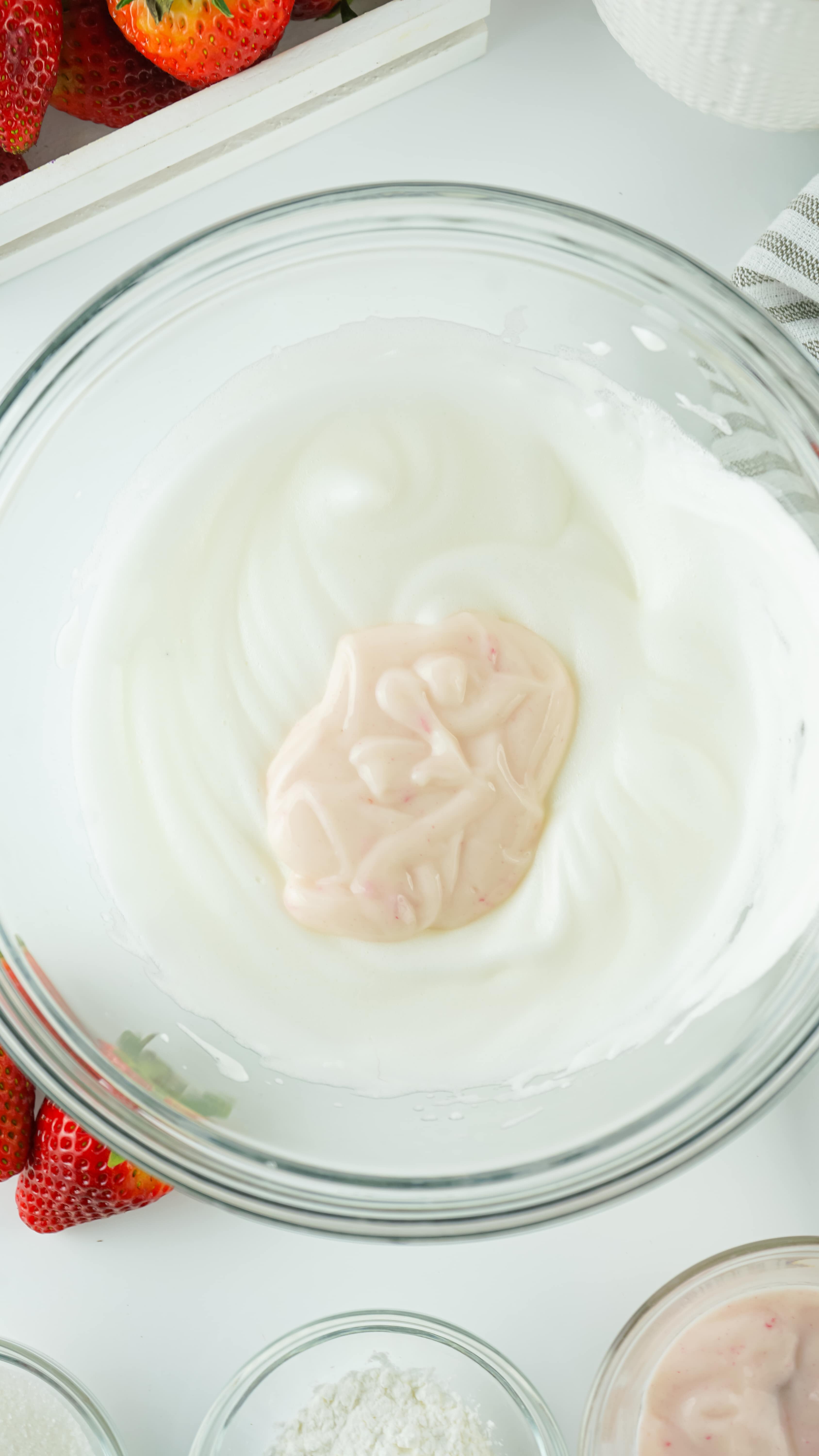 homemade yogurt melt mixture in a glass mixing bowl