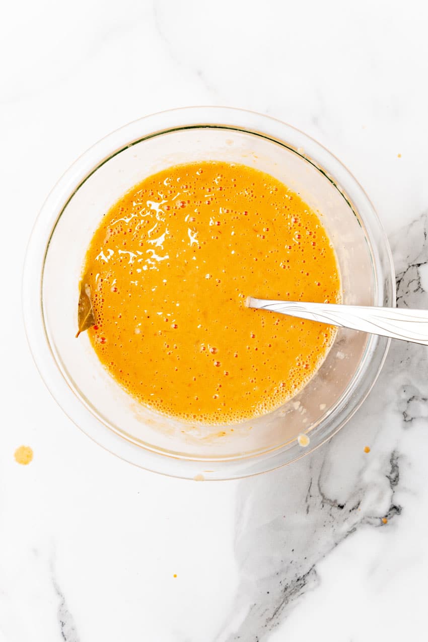 seasoned egg mixture in a glass mixing bowl