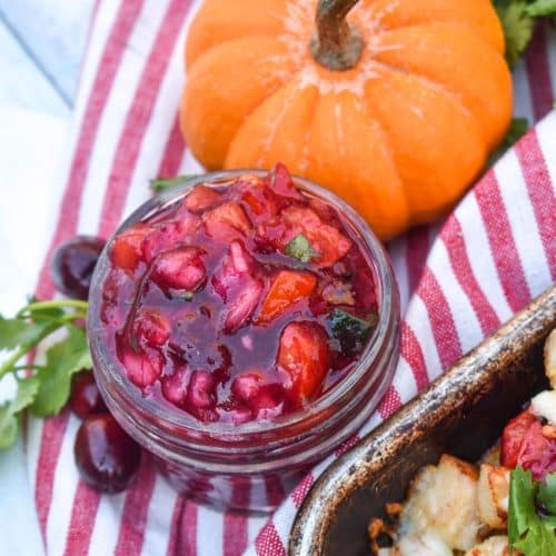 cranberry relish in a small glass jar