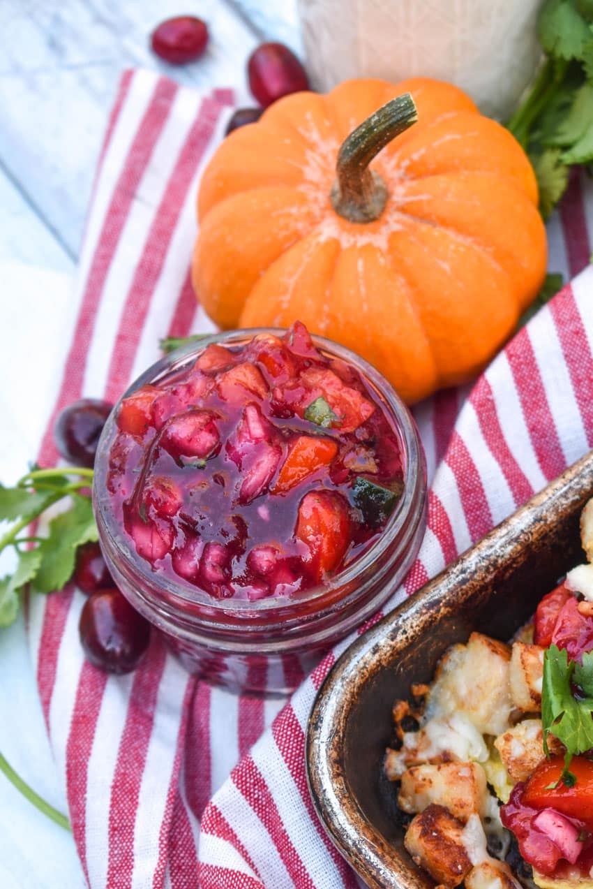 cranberry relish in a small glass jar