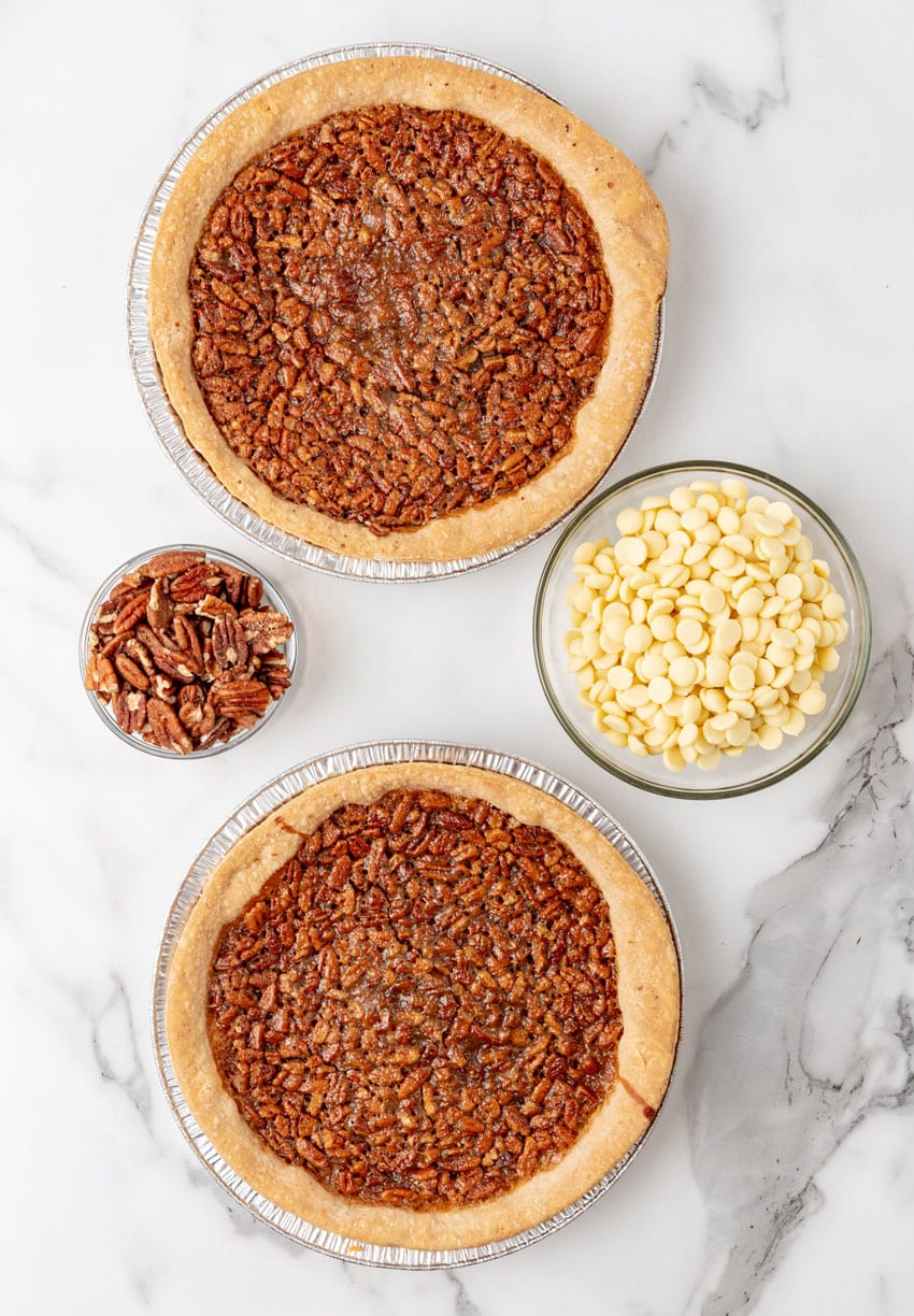 an overhead image showing the measured ingredients needed to make a batch of pecan pie truffles