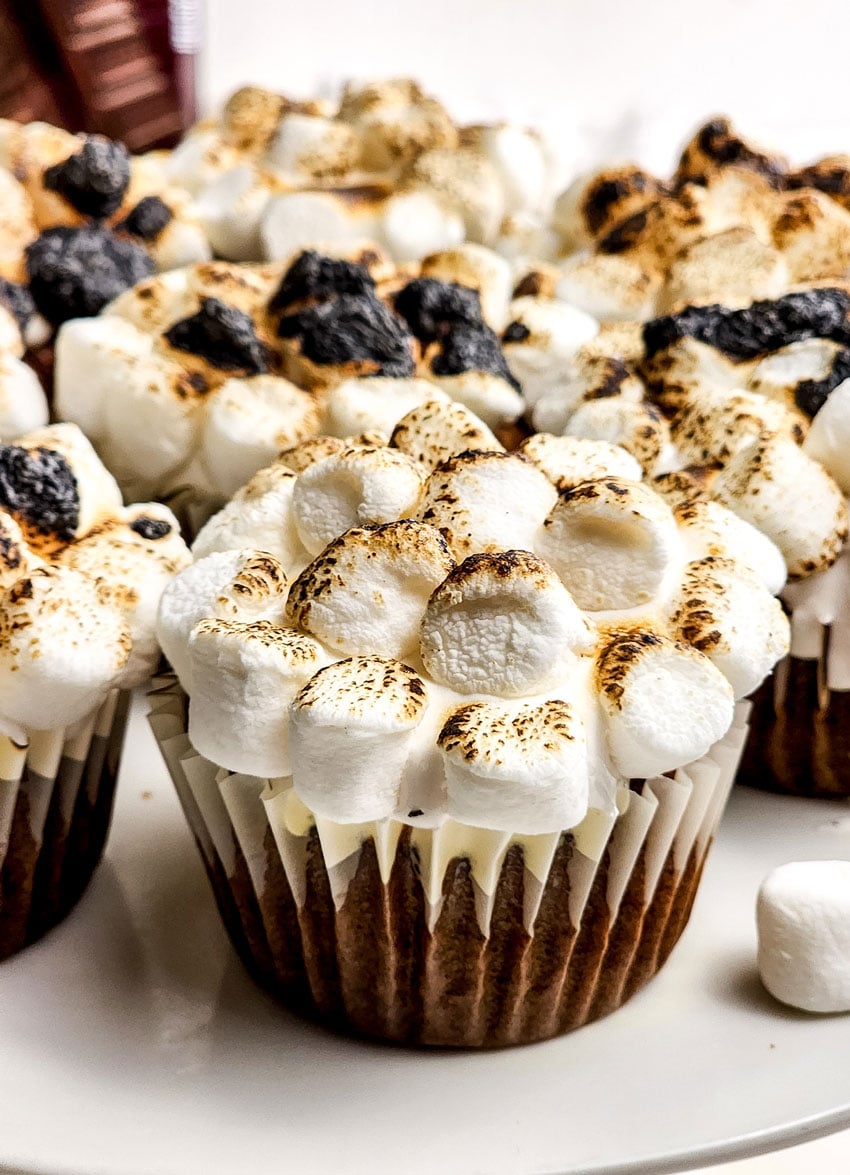 sweet potato cupcakes on a white serving plate