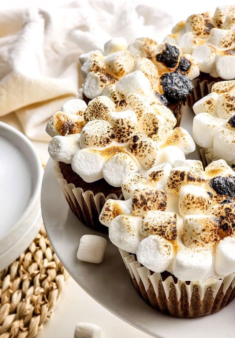 sweet potato cupcakes on a white serving plate