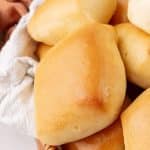 copycat texas roadhouse rolls in a cloth lined bread basket