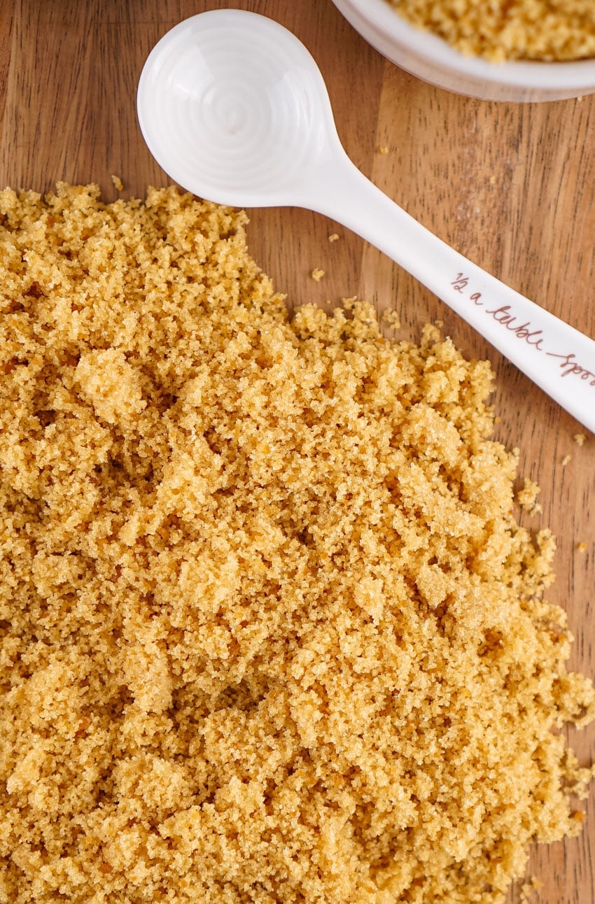 homemade brown sugar spread out on an wooden cutting board