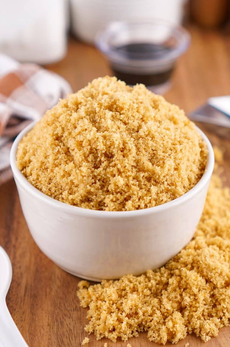 homemade brown sugar in a white bowl